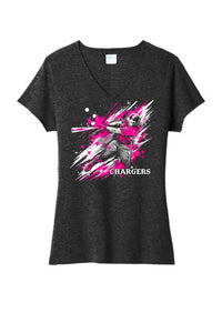 Baseball Slugger- Hot Pink CUSTOM TEXT Tri-Blend Tee