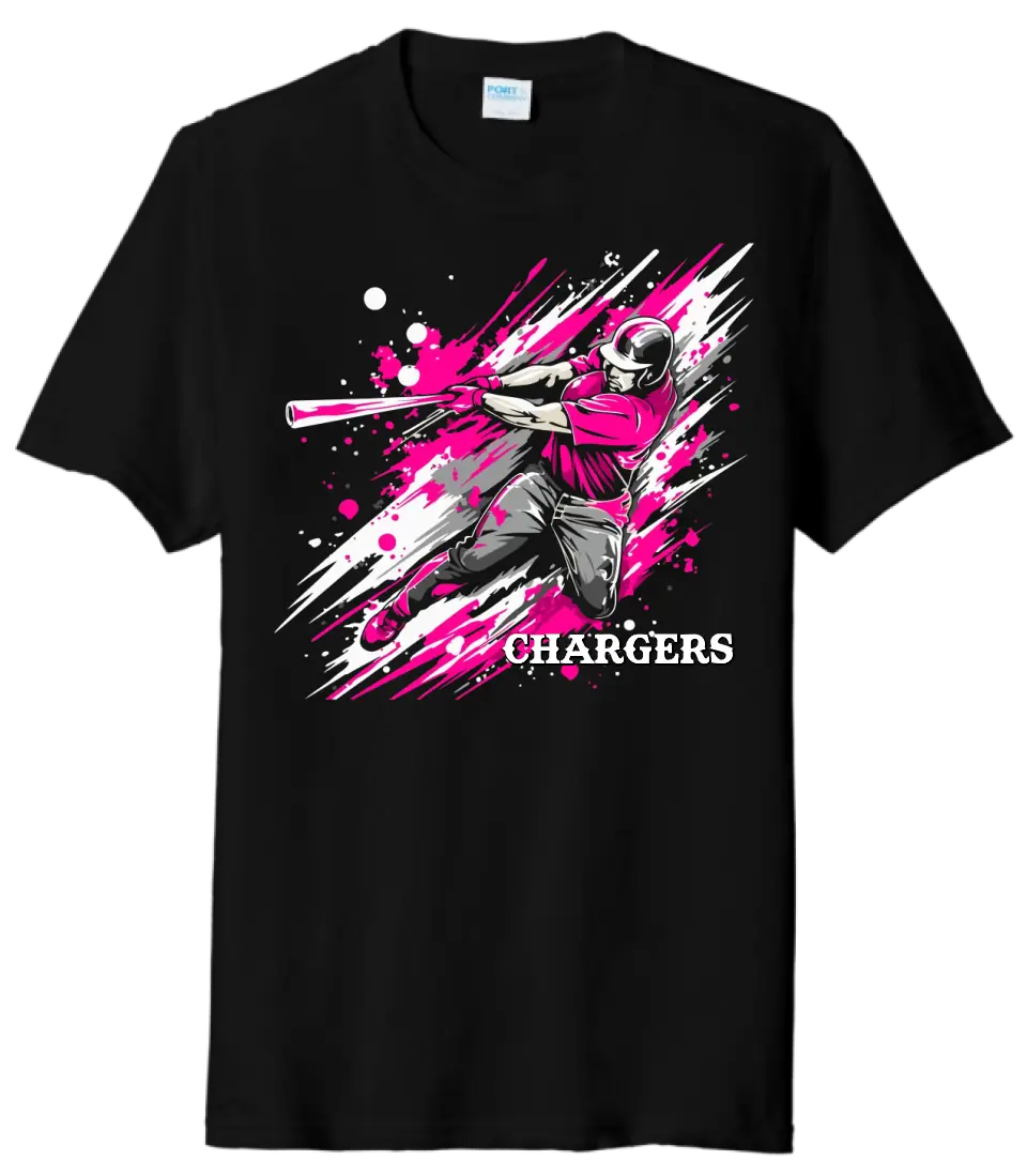 Baseball Slugger- Hot Pink CUSTOM TEXT Tri-Blend Tee