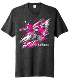 Baseball Slugger- Hot Pink CUSTOM TEXT Tri-Blend Tee