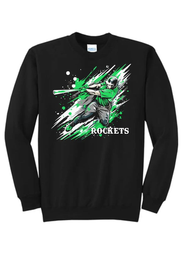 Baseball Slugger- Light Green CUSTOM TEXT Core Fleece Crewneck Sweatshirt