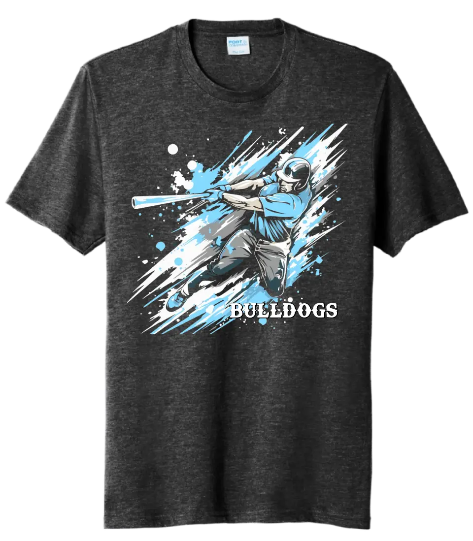 Baseball Slugger- Light Blue CUSTOM TEXT Tri-Blend Tee