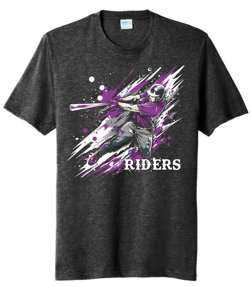 Baseball Slugger- Purple CUSTOM TEXT Tri-Blend Tee
