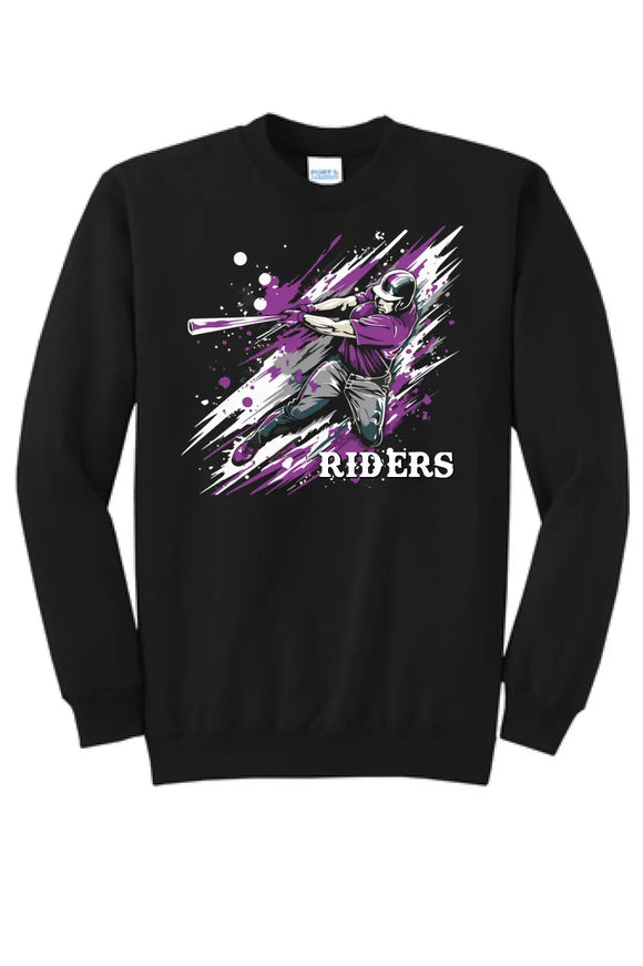 Baseball Slugger- Purple CUSTOM TEXT Core Fleece Crewneck Sweatshirt