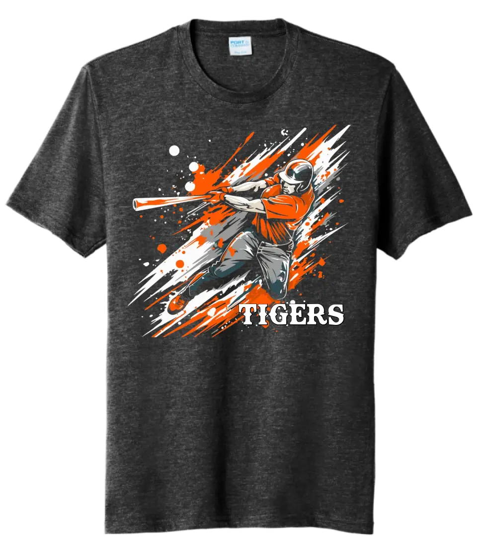 Baseball Slugger- Orange CUSTOM TEXT Tri-Blend Tee