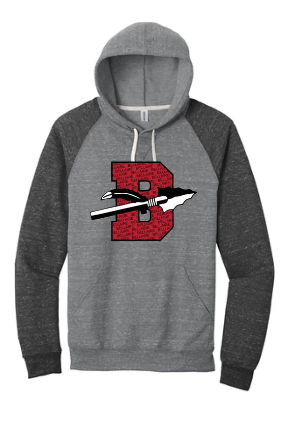 Bellaire B Filled Jerzees Snow Heather French Terry Raglan Hoodie