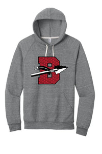 Bellaire B Filled Jerzees Snow Heather French Terry Raglan Hoodie