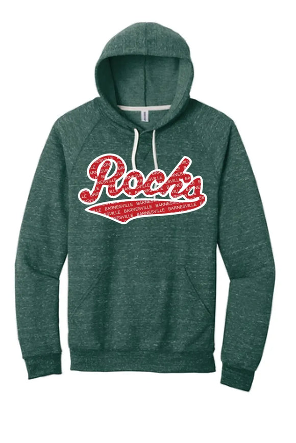 Barnesville Rocks Filled Jerzees Snow Heather French Terry Raglan Hoodie