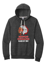 Mingo Indians Distressed Design 01 Custom Graduation Jerzees Snow Heather French Terry Raglan Hoodie