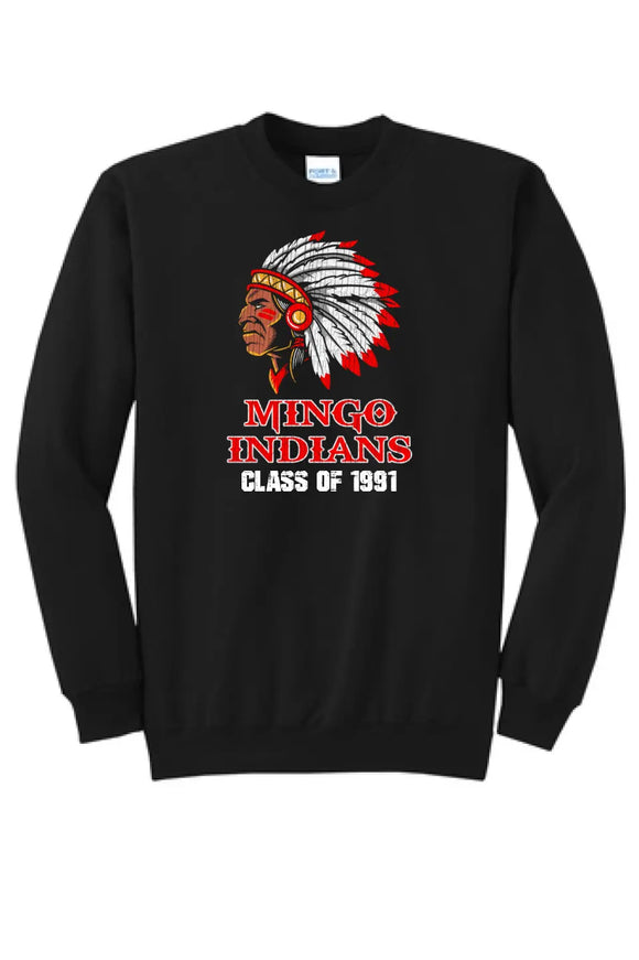 Mingo Indians Distressed Design 01 Custom Graduation Core Fleece Crewneck Sweatshirt