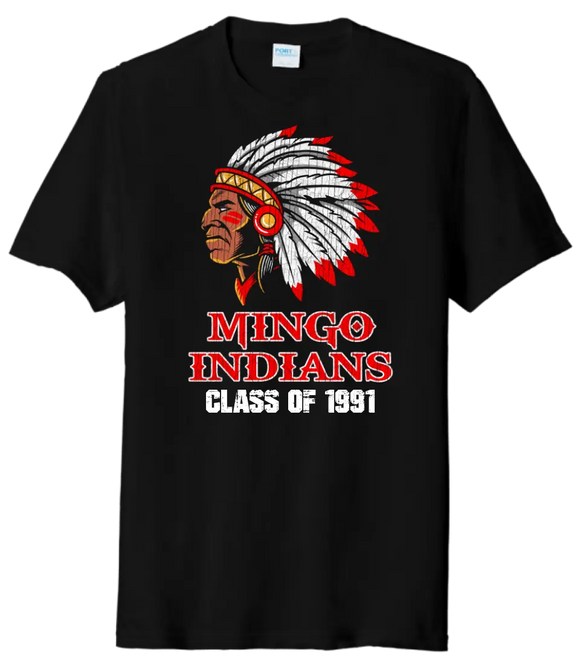 Mingo Indians Distressed Design 01 Custom Graduation Tri-Blend Tee