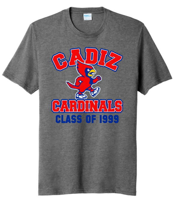 Cadiz Cardinals Walking Distressed Custom Graduation Year Tri-Blend Tee