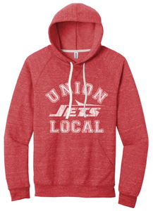 Union Local 2023 02 Distressed Jerzees Snow Heather French Terry Raglan Hoodie