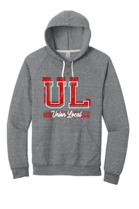 Union Local 2023 01 Distressed Jerzees Snow Heather French Terry Raglan Hoodie