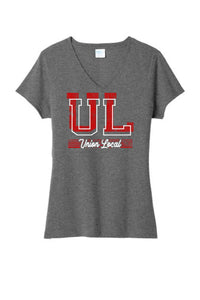 Union Local 2023 01 Distressed Ladies Tri-Blend V-Neck Tee