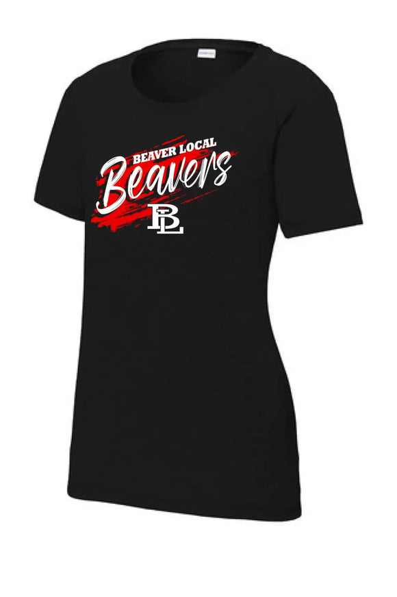 Beaver Local 2023-02 Ladies PosiCharge Tri-Blend Wicking Scoop Neck Raglan Tee