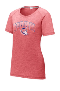 Wheeling Park 2023- 12 Distressed Ladies PosiCharge Tri-Blend Wicking Scoop Neck Raglan Tee