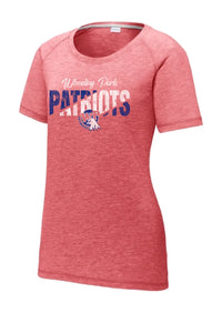 Wheeling Park 2023- 10 Distressed Ladies PosiCharge Tri-Blend Wicking Scoop Neck Raglan Tee