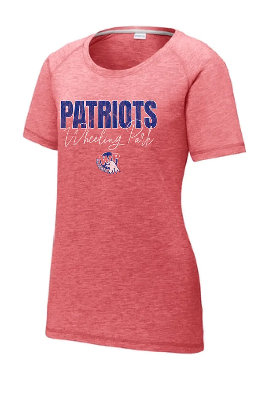 Wheeling Park 2023- 07 Distressed Ladies PosiCharge Tri-Blend Wicking Scoop Neck Raglan Tee