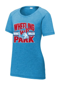 Wheeling Park 2023- 04 Distressed Ladies PosiCharge Tri-Blend Wicking Scoop Neck Raglan Tee