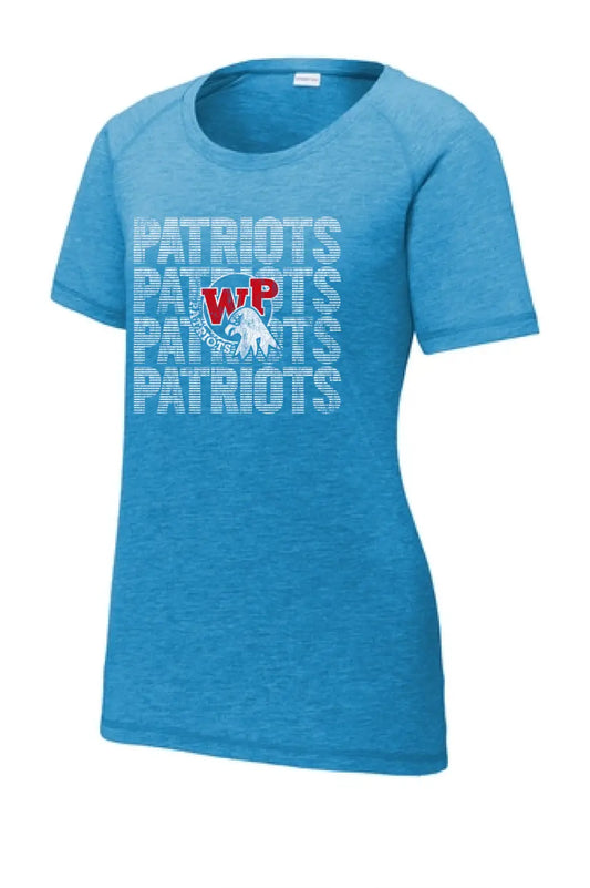 Wheeling Park 2023- 02 Distressed Ladies PosiCharge Tri-Blend Wicking Scoop Neck Raglan Tee