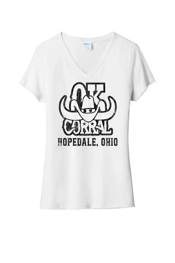 Restaurants- OK Corral Ladies Tri-Blend V-Neck Tee