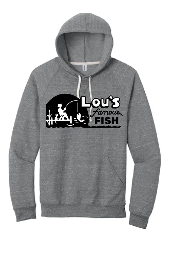 Restaurants- Lou's Famous Fish Snow Heather French Terry Raglan Hoodie