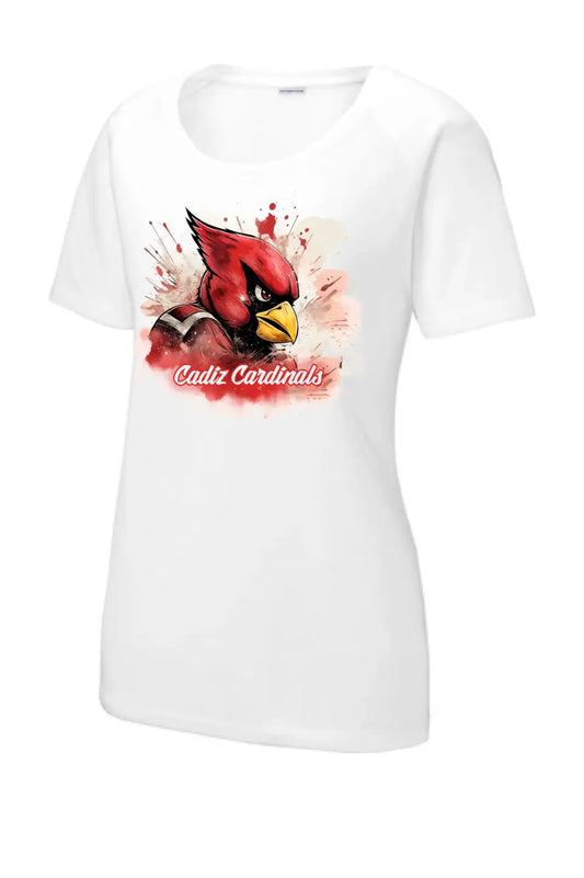 Cadiz Cardinals 2023-02 Ladies PosiCharge Tri-Blend Wicking Scoop Neck Raglan Tee
