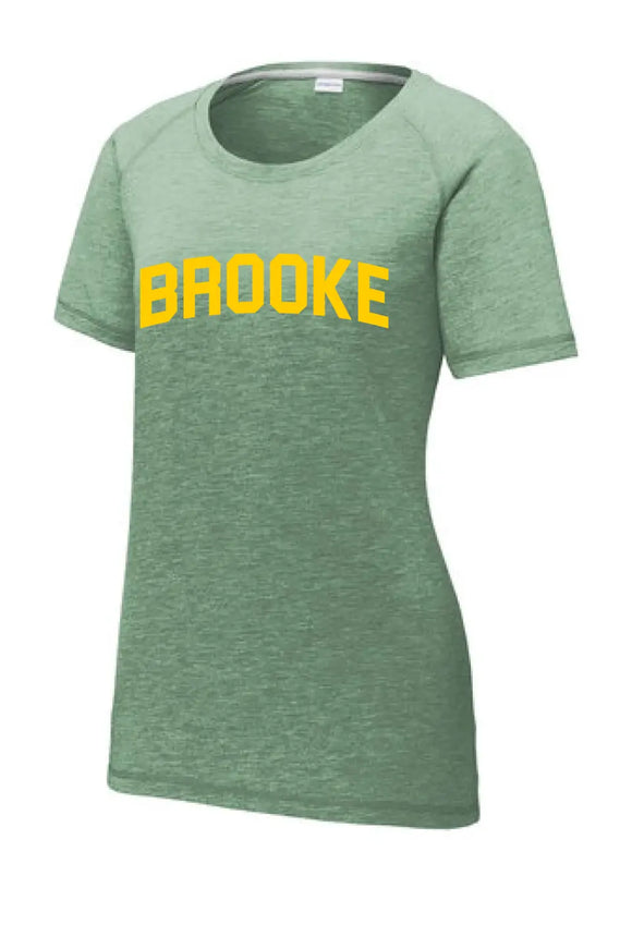 Brooke Letters Ladies PosiCharge Tri-Blend Wicking Scoop Neck Raglan Tee