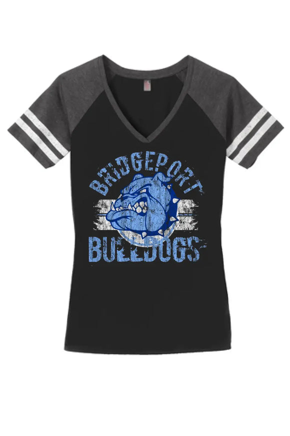 Bridgeport 2023- 03 Distressed Women's Game V-Neck Tee