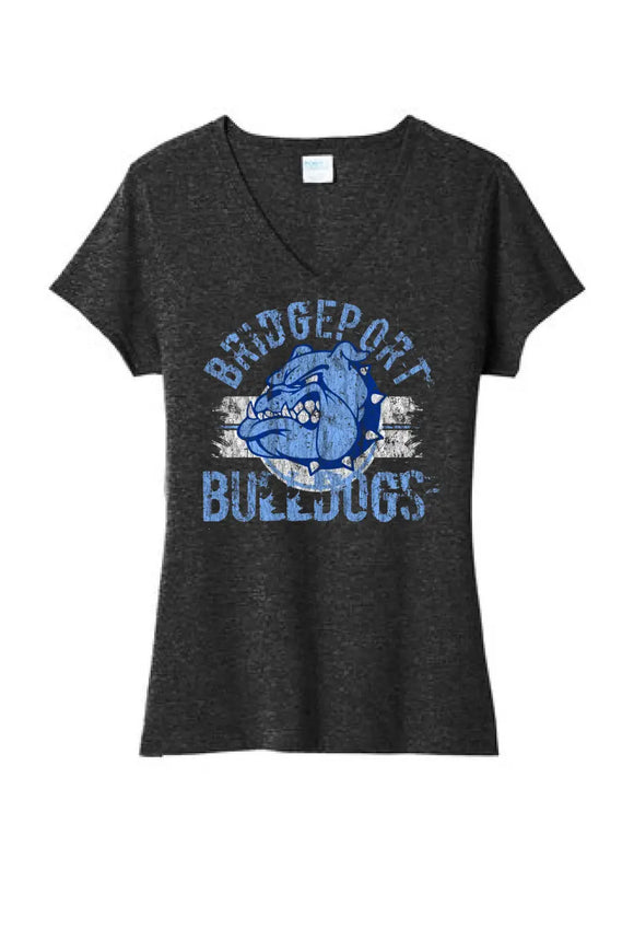 Bridgeport 2023- 03 Distressed Ladies Tri-Blend V-Neck Tee