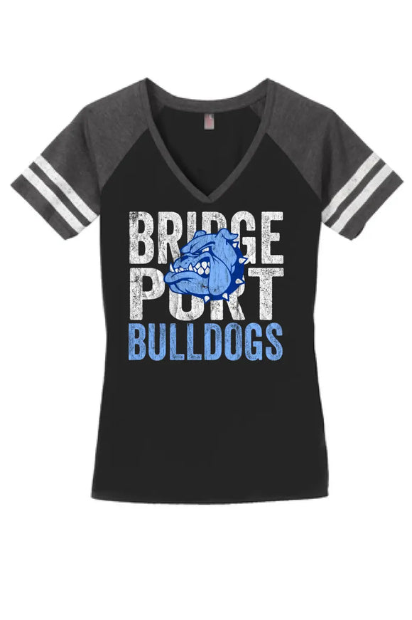 Bridgeport 2023- 01 Distressed Women's Game V-Neck Tee