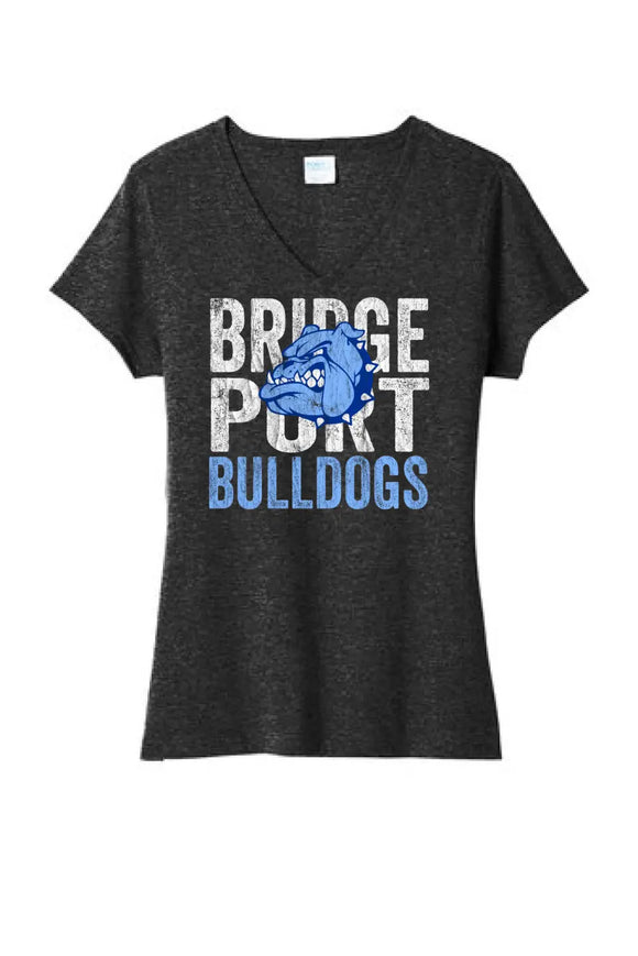 Bridgeport 2023- 01 Distressed Ladies Tri-Blend V-Neck Tee