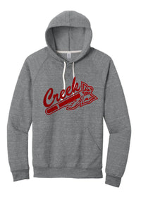 Indian Creek Red Glitter Tomahawk Jerzees Snow Heather French Terry Raglan Hoodie