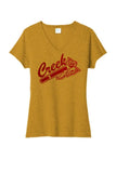 Indian Creek Red Glitter Tomahawk Ladies Tri-Blend V-Neck Tee