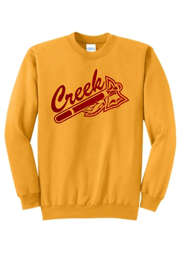 Indian Creek Red Glitter Tomahawk Core Fleece Crewneck Sweatshirt