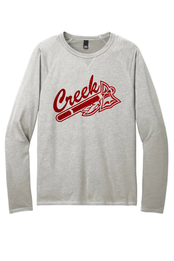 Indian Creek Red Glitter Tomahawk Featherweight French Terry Long Sleeve Crewneck