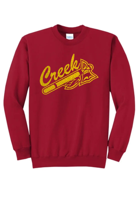 Indian Creek Glitter Gold Tomahawks Core Fleece Crewneck Sweatshirt