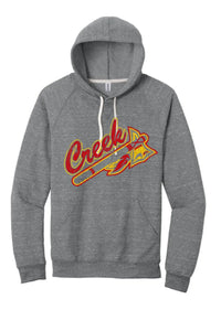 Indian Creek Tomahawk on Grey Jerzees Snow Heather French Terry Raglan Hoodie