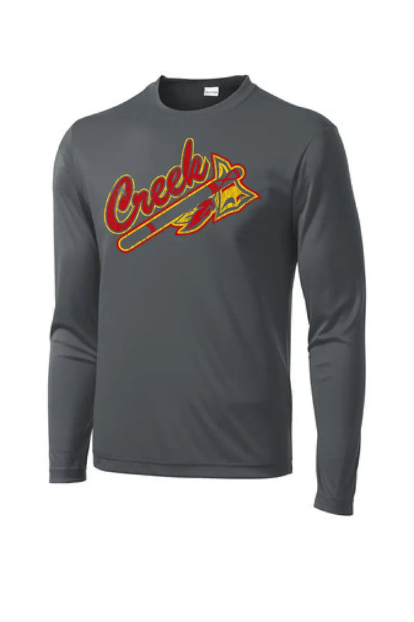 Indian Creek Tomahawk on Grey Long Sleeve PosiCharge Competitor Tee