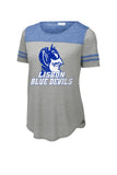 Lisbon Blue Devils Vast Distressed Ladies PosiCharge Tri-Blend Wicking Fan Tee