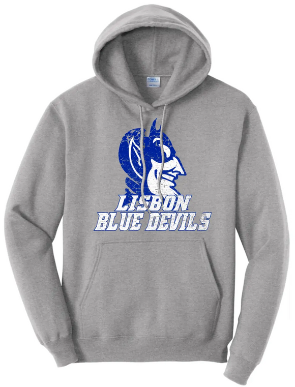 Lisbon Blue Devils Vast Distressed Design Core Fleece Hoodie