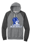 Lisbon Blue Devils Vast Distressed Jerzees Snow Heather French Terry Raglan Hoodie