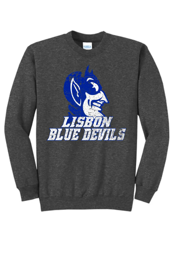 Lisbon Blue Devils Vast Distressed Core Fleece Crewneck Sweatshirt