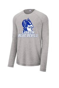 Lisbon Blue Devils Vast Distressed Long Sleeve Tri-Blend Wicking Raglan Tee