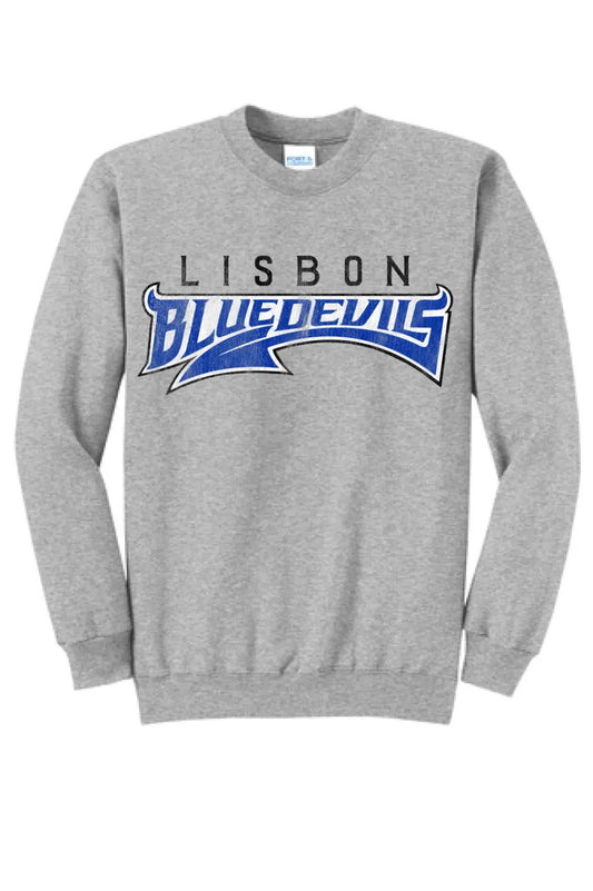 Lisbon Blue Devils Tail Distressed Core Fleece Crewneck Sweatshirt