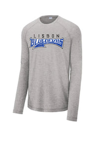 Lisbon Blue Devils Tail Distressed Long Sleeve Tri-Blend Wicking Raglan Tee