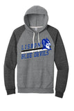 Lisbon Blue Devils Rising Distressed Jerzees Snow Heather French Terry Raglan Hoodie