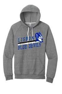 Lisbon Blue Devils Rising Distressed Jerzees Snow Heather French Terry Raglan Hoodie