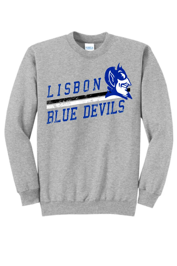 Lisbon Blue Devils Rising Distressed Core Fleece Crewneck Sweatshirt