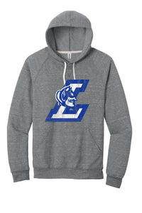 Lisbon Blue Devils Logo L Distressed Jerzees Snow Heather French Terry Raglan Hoodie